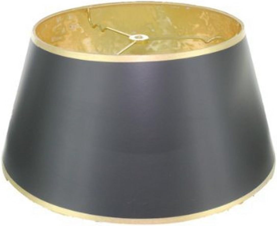 Upgradelights Black with Gold 10 Inch Bouillotte Lampshade in a Glossy Black Parchment (8x10x5.5)