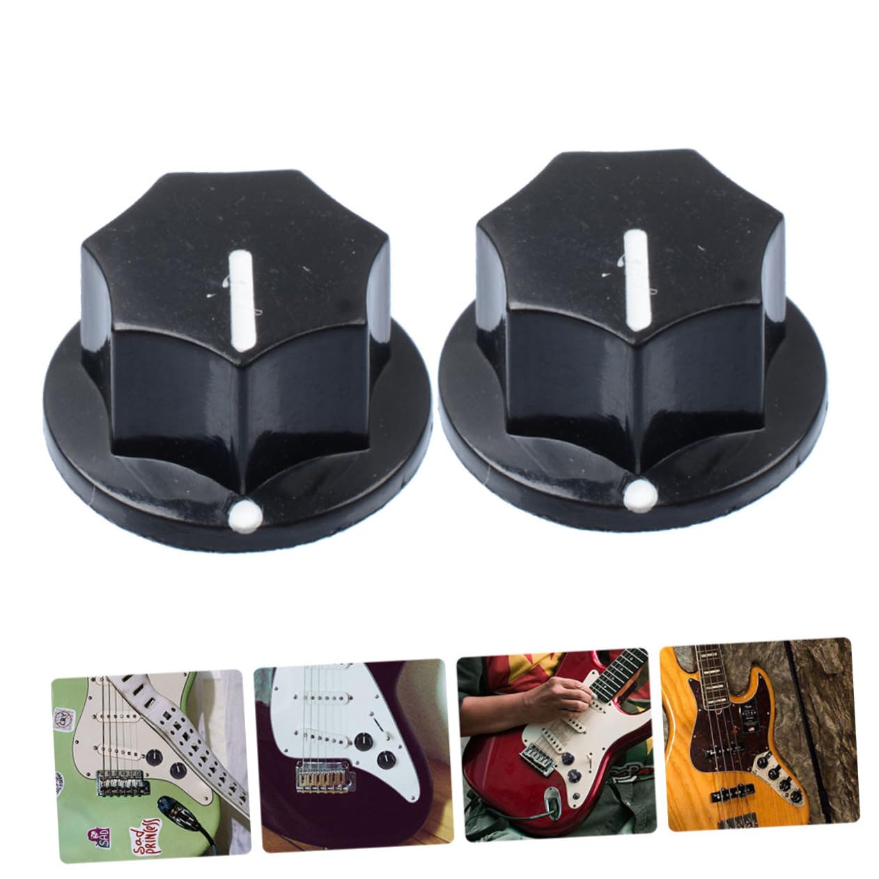 Holibanna 2Pcs Tone Control Knobs for Electric Guitar Bass Rotary Potentiometer Knobs with Fine Workmanship Present for Musicians Durable High Class