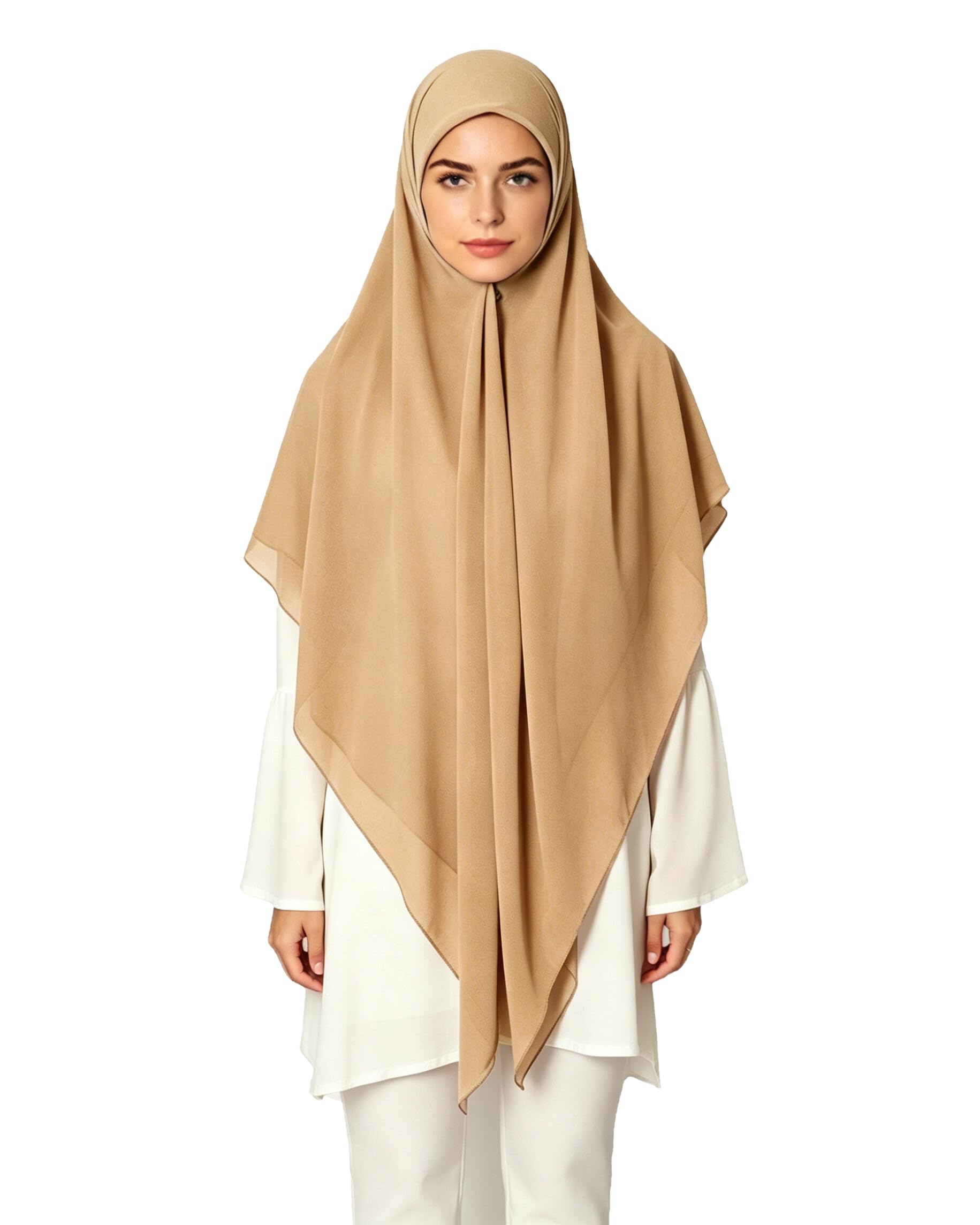 Lina & Lily Premium Chiffon Hijab Head Scarf Shawl Wrap for Muslim Women Square 145 x 145cm (Camel)