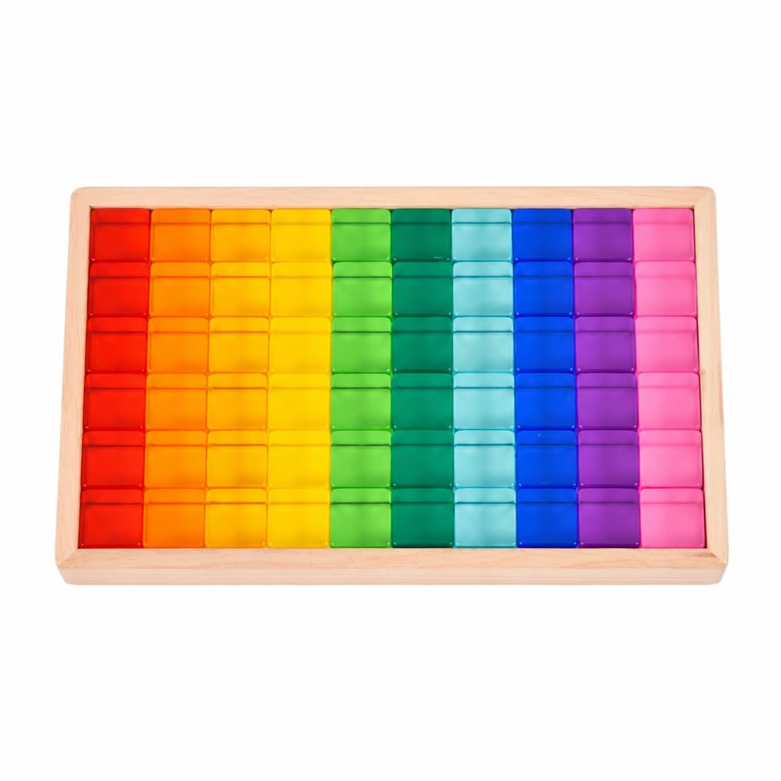 60 Pezzi Blocchi da Costruzione con Vassoio di Ordinamento in Legno Traslucido Blocchi da Costruzione in Acrilico e Legno Colorato per Area Giochi, Stile B