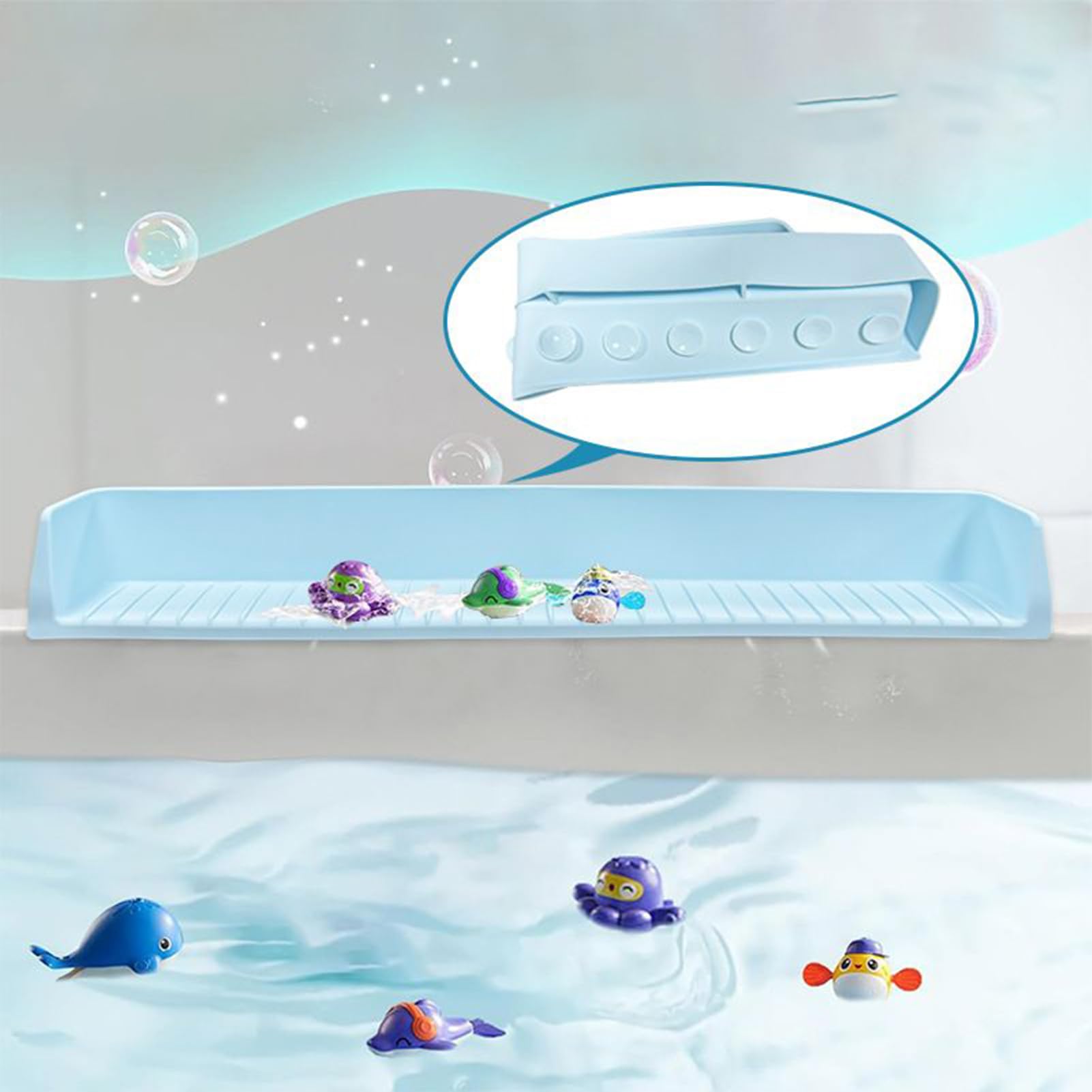 Paraspruzzi per vasca da bagno, in silicone, con ventose, giocattolo