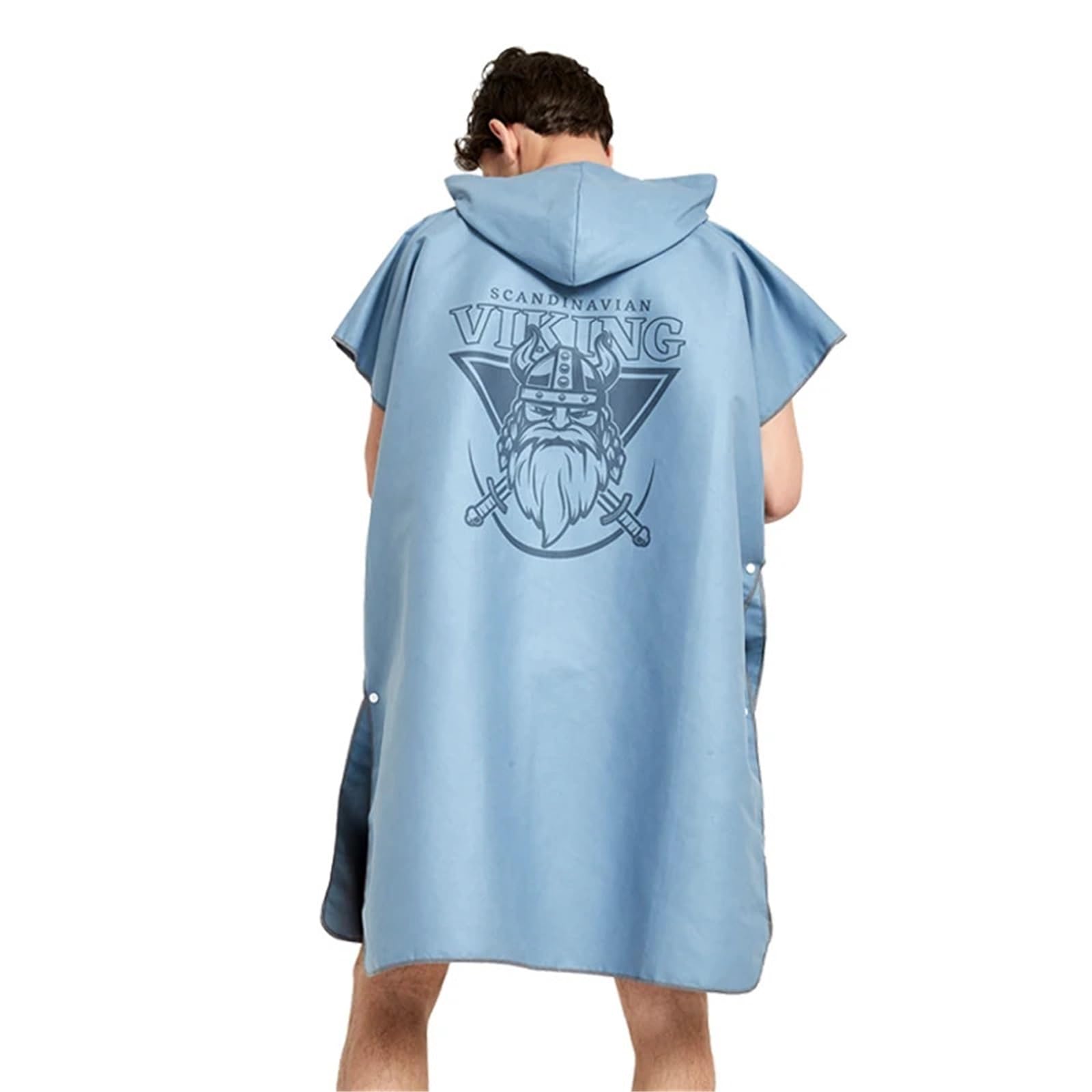 Poncho, Serviette de Plage, Combinaison de Surf, Peignoir de Bain avec Capuche, activités Nautiques, Adultes Hommes Femmes(Blue)