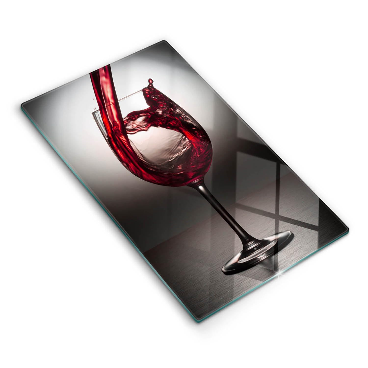 Planche à découper 30x52cm Wallfluent en verre pour cuisson motif vin rouge