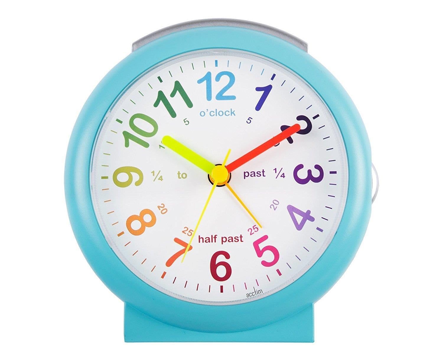 Acctim 15219 'Lulu 2' Blue Time Teaching Bold Sweeping Seconds Quartz Alarm Clock