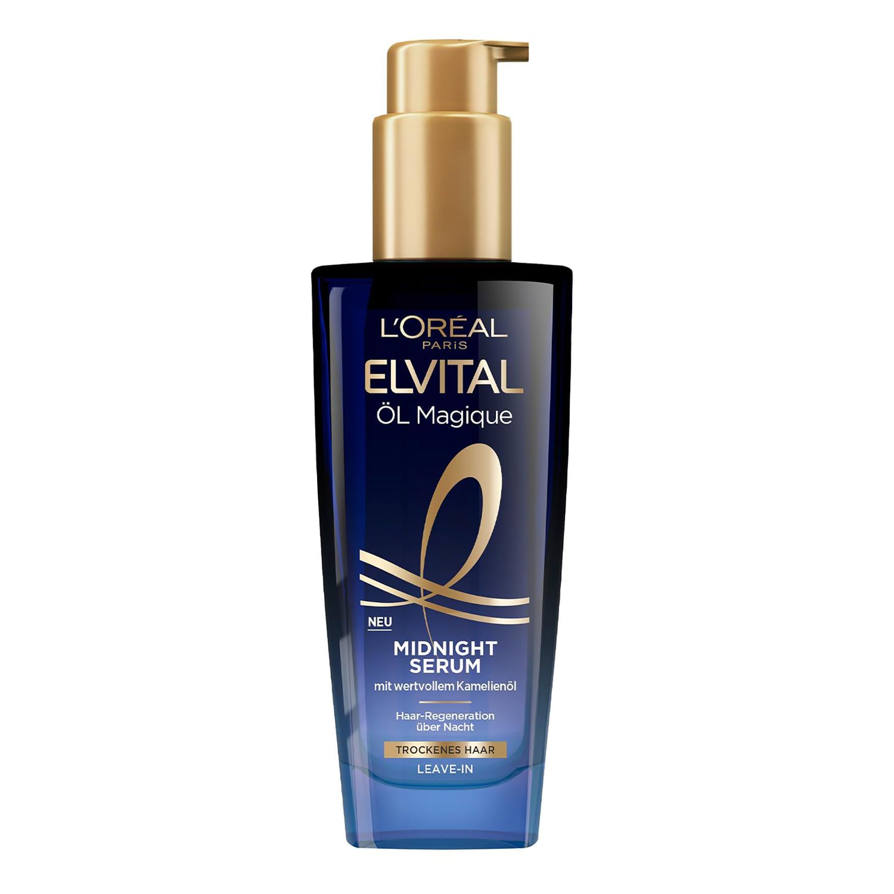 L'Oréal Paris Sérum nutritivo para cabello suave y brillante, efecto duradero contra el encrespamiento, no deja residuos, con aceite de flor de camelia, suero Elvital Oil Magique Midnight 1 x 100 ml