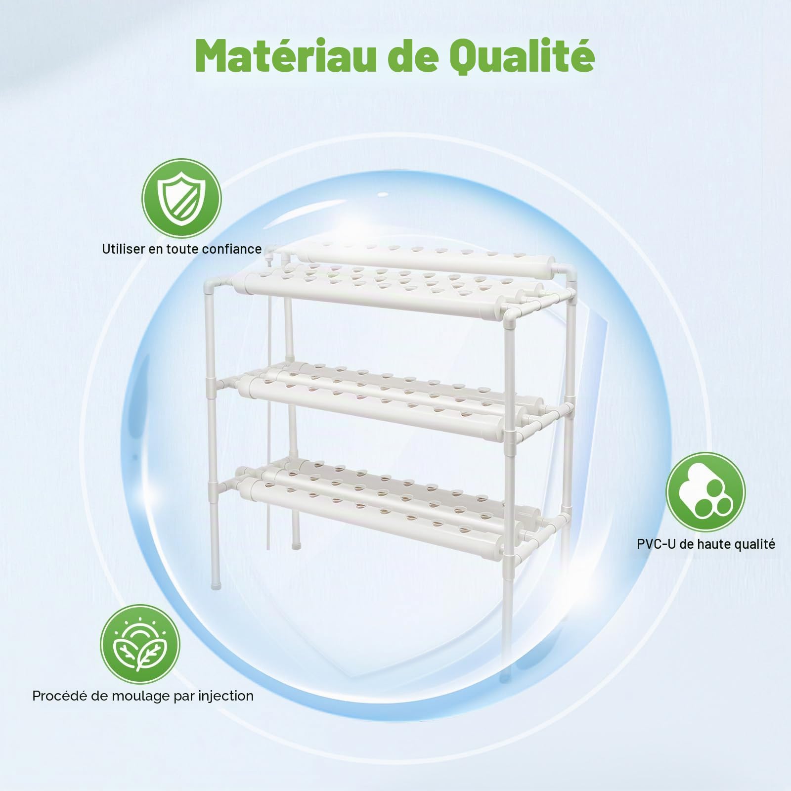 Futchoy Hydroponic Site Grow Kit de culture 108/90 Plant Sites 3 couches Plant Plant Plant Plant Plant Plant Jardin Terrasse pour Maison, Jardin et Bureau (99 Plants)