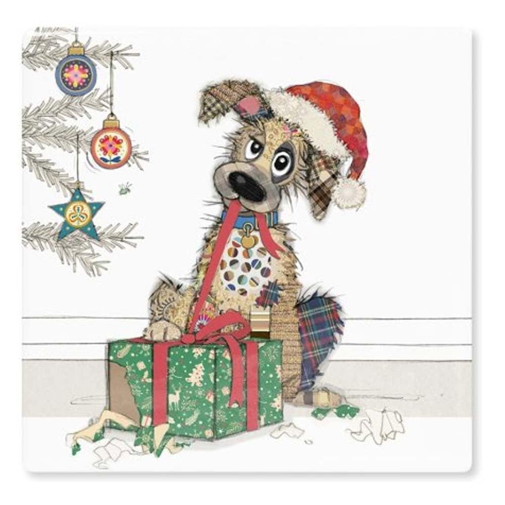 The Leonardo Collection Mutt Lesser & Pavey Christmas Drink Coasters | British Designed Eco Cork Drinks Coasters For Modern Homes | Coasters For Drinks For All Types Of Cups & Mug - Bug Art