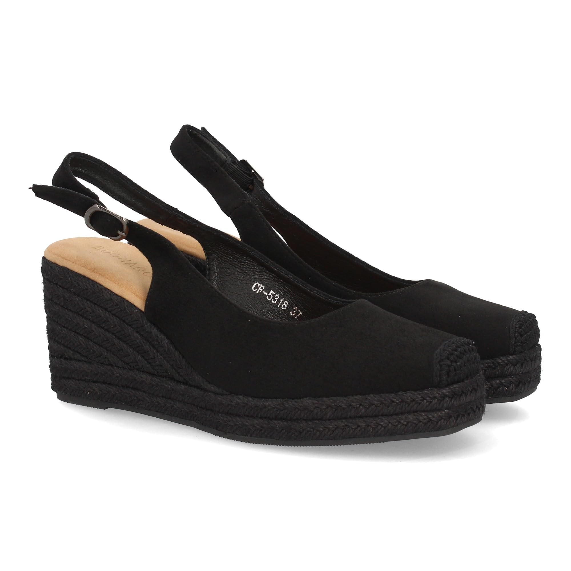 shoes&blues.es Alpargata de Mujer con Cuna y Plataforma, Monocolor, Parte Delantera Cerrada, Talon Abierto, Cuna de Yute Trenzado Ligera y Comoda para la Temporada Verano.