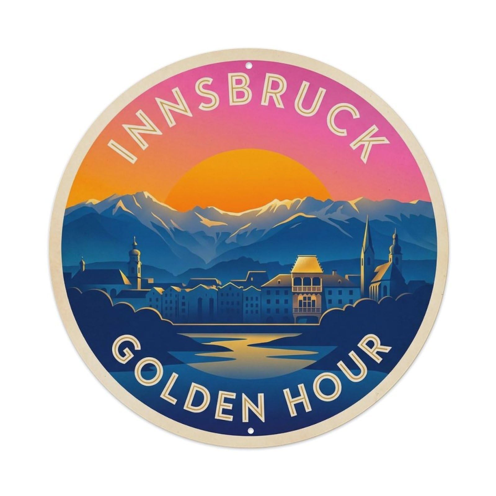 Vintage Travel Innsbruck Austria Peaceful Metal Tin Sign