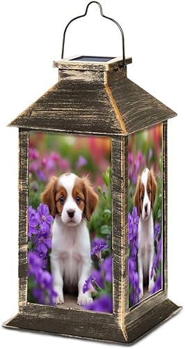 Miniatura 10 de Linterna solar retrato Bulldog inglés al aire libre jardín colgante linterna impermeable energía solar lámpara de mesa exterior para terraza, patio,