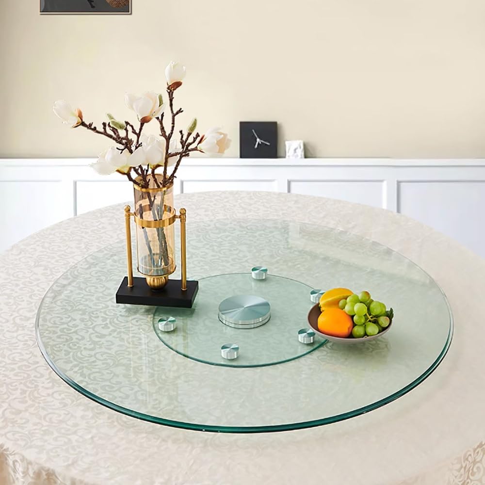 Plateau tournant en verre trempé Lazy Susan de 31 à 37 pouces pour table de salle à manger