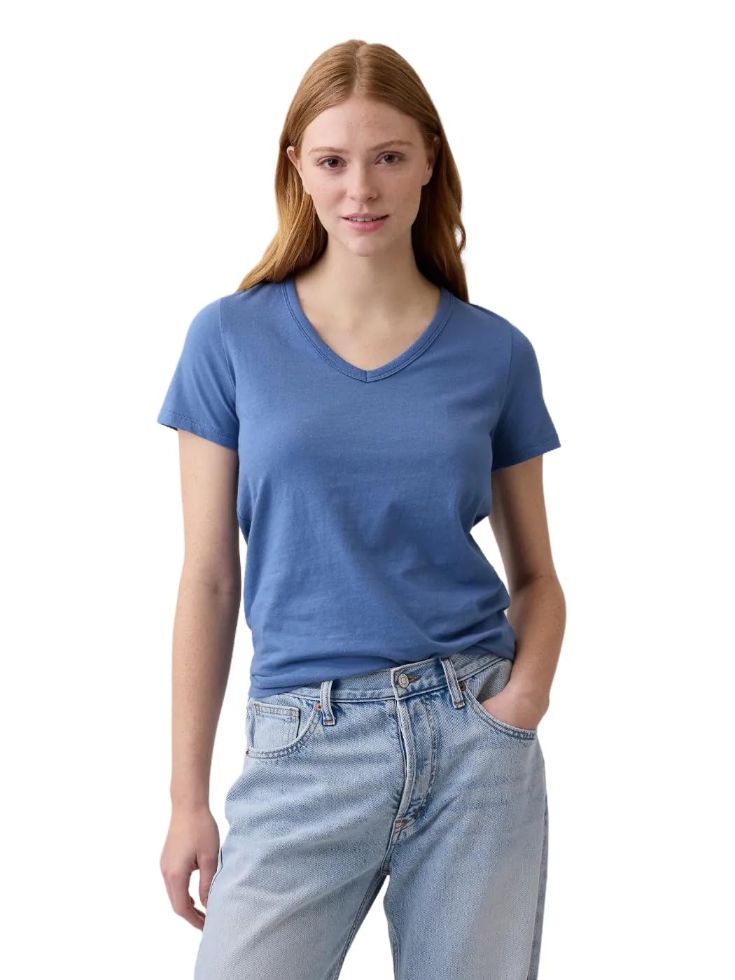 Gap Women's Favorite V-Neck Tee T-Shirt, Bainbridge Blue 117 V2, M