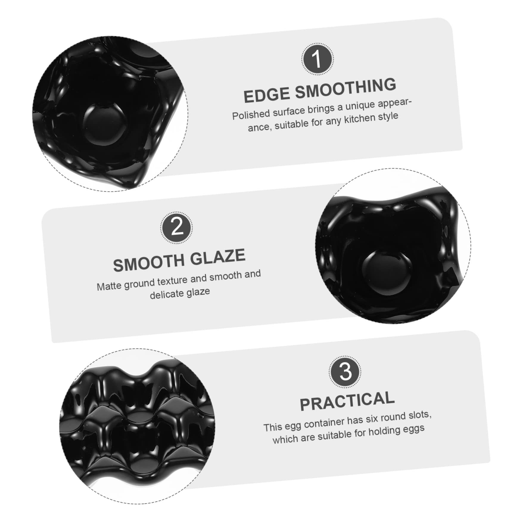KICHOUSE 1 PC Ceramic Egg Tray Egg Rack Egg Container Practical Egg Holder Reusable Egg Holder Egg Cup Eggs Anti Slip Deviled Egg Plate Egg Storage Cup Appetizer Serving Tray Ceramics Black