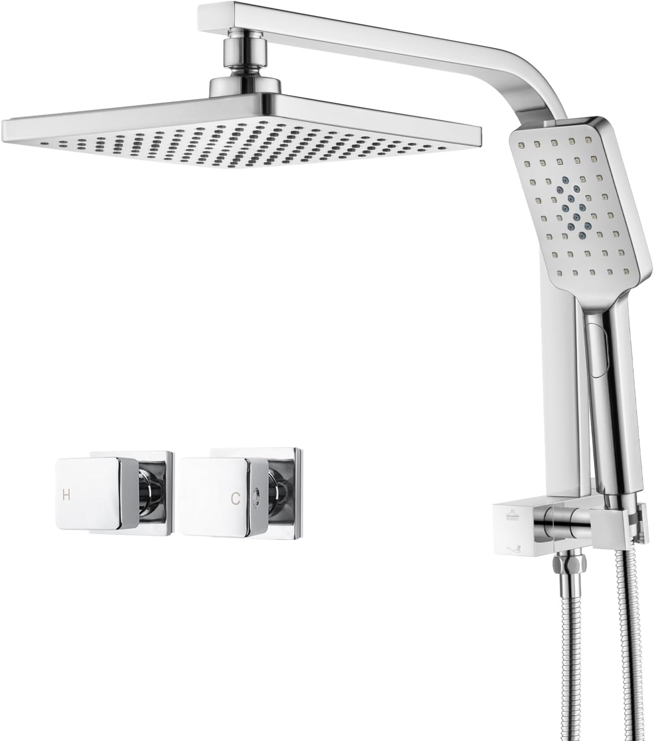 ACA International WELS Rain Shower Set with Twin Shower Tap, 200mm