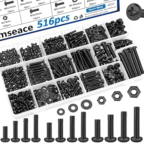 Washers Missing from Seat Anchorage - 2021-2024 Endera Titan School Buses 5 smseace 516Pcs Black Nuts and Bolts Assortment Kit 21-Sizes M3/M4/M5/M6 Nut Bolt Washer Assortment Kit for Machinery, Furniture, Automotive, Motorcycle Repairs