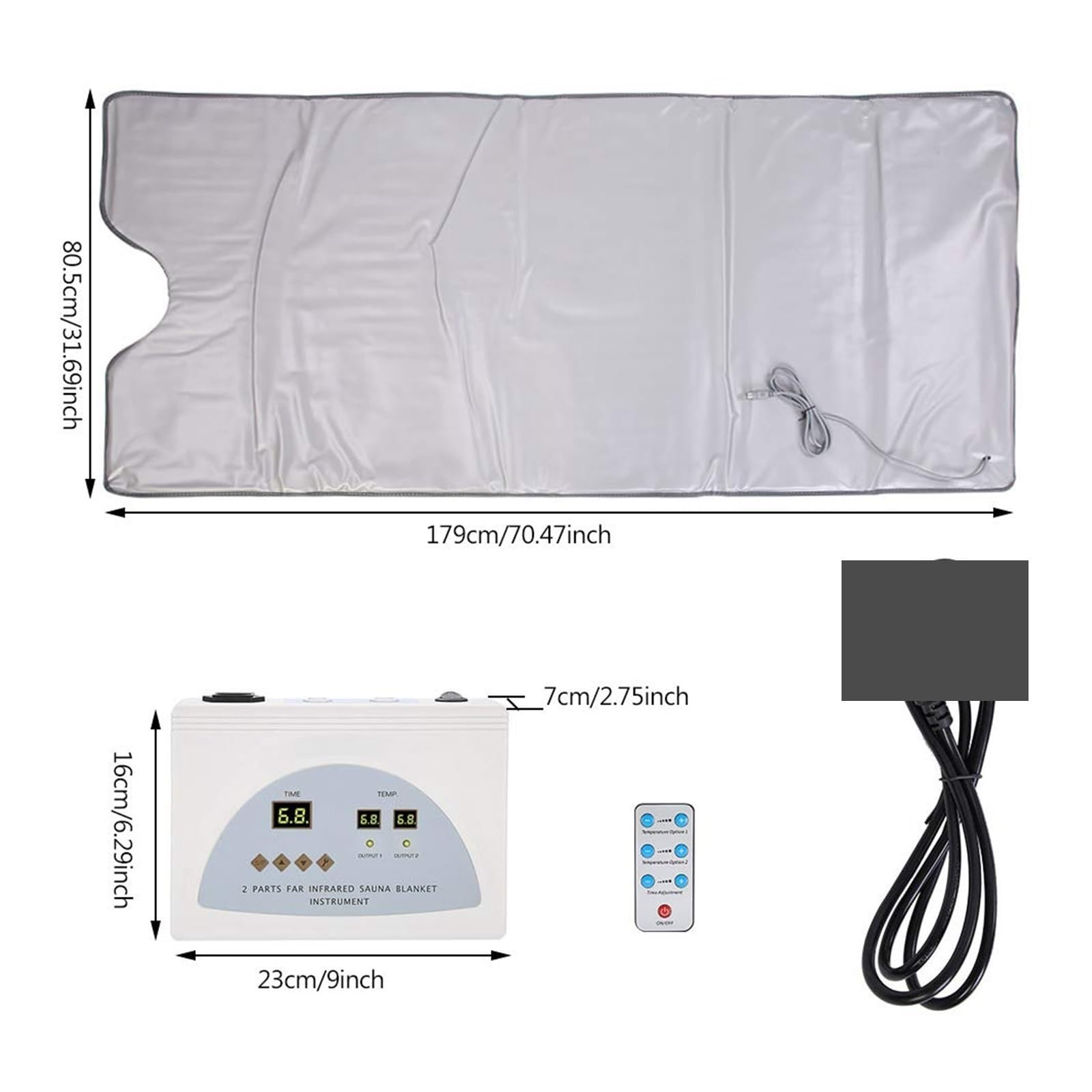 Manta de sauna de infrarrojos lejanos de 2 zonas, manta de sauna FIR for pérdida de peso for seguridad, forma del cuerpo, adelgazamiento, fitness for mujeres para relajarse(Purple)
