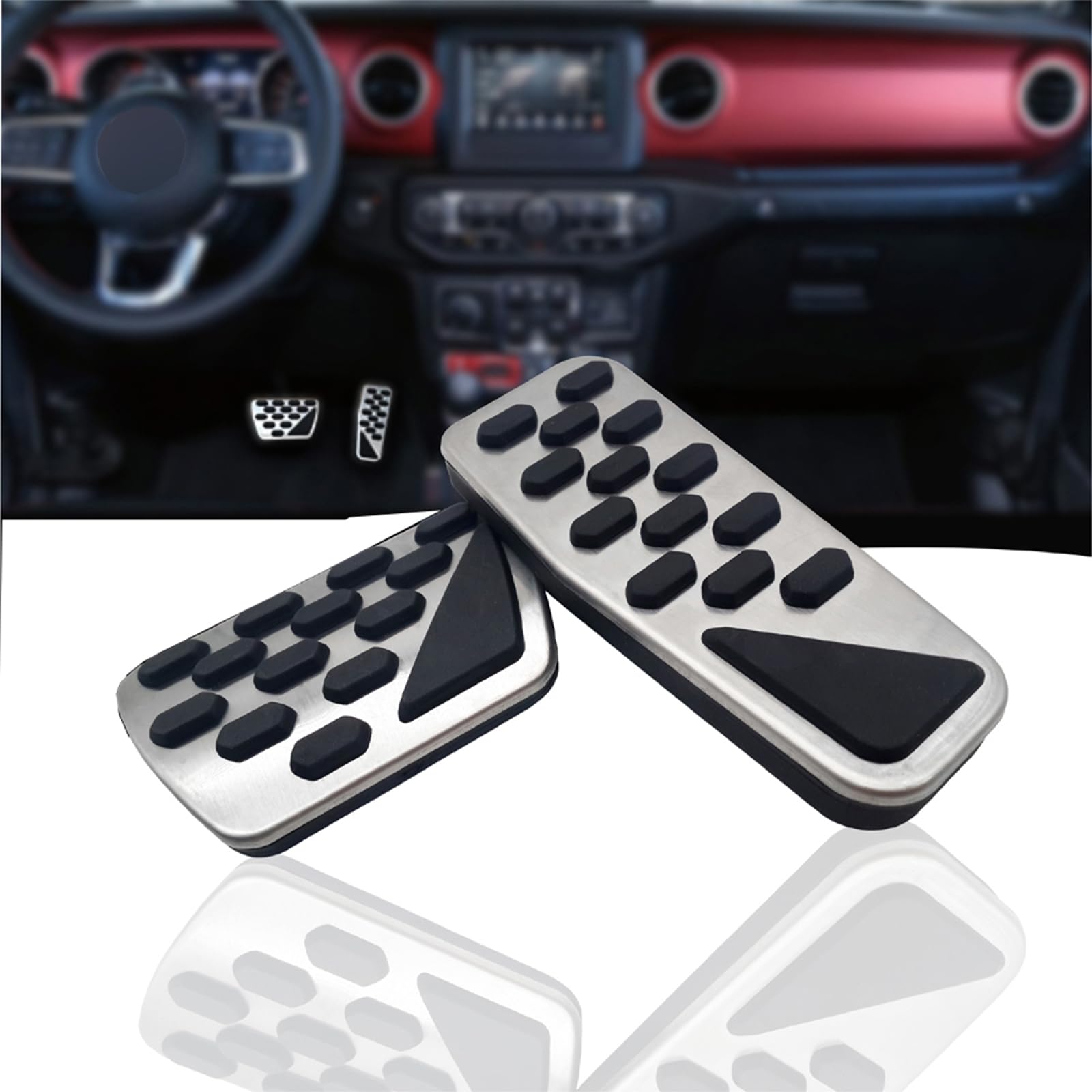 NYZAUTO Non-Slip Foot Pedal Pads for 2018 2019 Jeep Wrangler JL,Auto No Drilling Aluminum Brake and Accelerator Pedal Covers