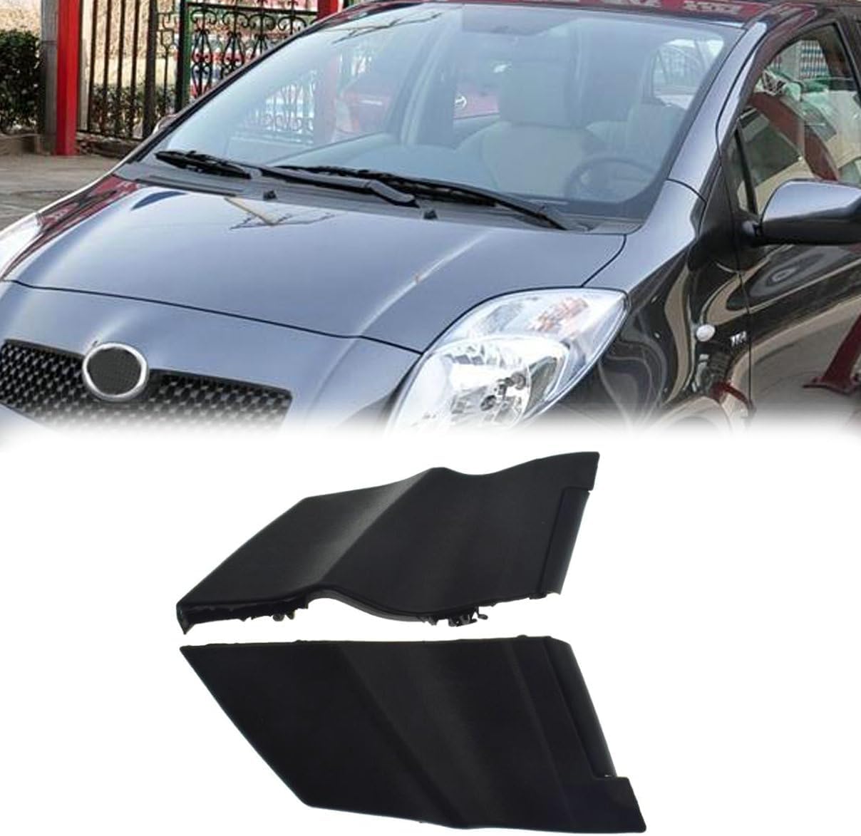 2pcs Front Wiper Side Cowl Extension Cover Compatible for Toyota Yaris 4 Doors 2006 2007 2008 2009 2010, Windshield Cap Left and Right Side Trim