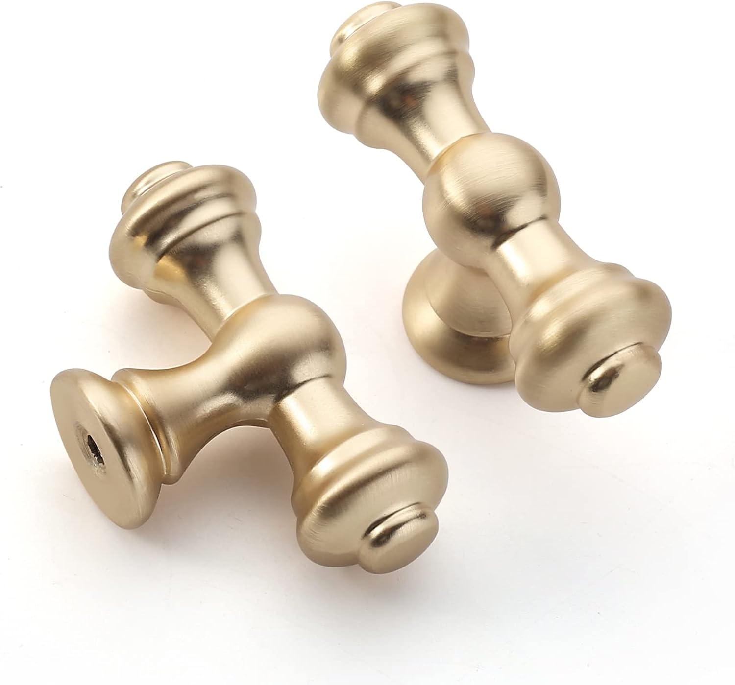 Amerdeco 10 Pack Brushed Brass Kitchen Knobs 2.1 Inch(53mm