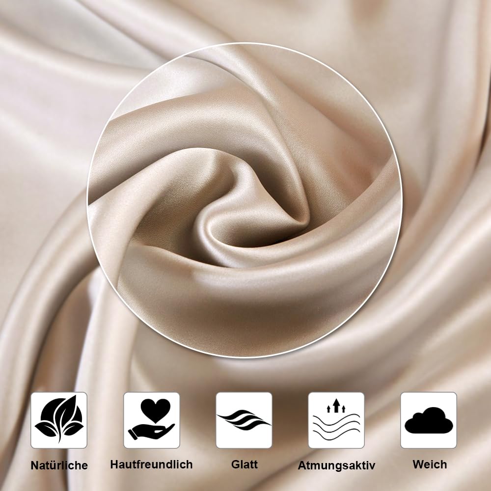 Ravmix Funda Almohada Seda Morera 21 Momme Cabello y Piel 40x80cm Beige | Disminuye la fricción y retiene la humedad natural: despierta sin enredos ni arrugas. Cremallera oculta que fija la almohada
