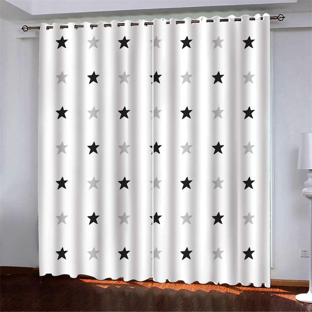 Gardinen Blickdicht Vorhänge 2er Set mit Ösen und Raffhalter, Morbuy 3D Drucken Modern Verdunkelungs Thermo Vorhänge Vorhänge-Set für Wohnzimmer Schlafzimmer (140x245cm *2,Graue Sterne)
