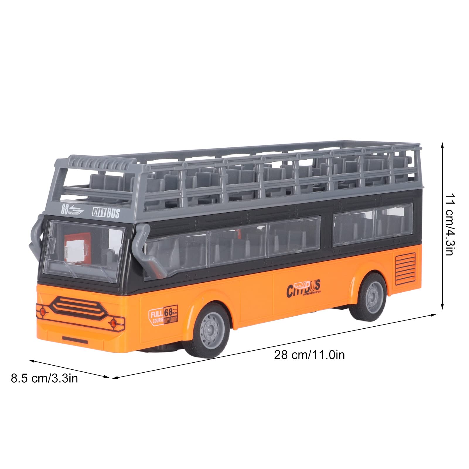 Bus télécommandé, 4 Canaux électroniques, Ouverture des Portes, Fonction D'accélération, Bus RC à Deux étages pour Enfants de 3 Ans et Plus (QH204 9 Bus Touristique)