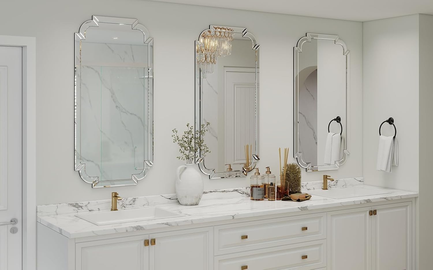Chende Narrow Bathroom Mirror for Vanity Set, 47''x24'' Large Living Room Mirrors for Wall Decor with Beveled Frame, Rectangle Frameless Accent Mirror for Dining Room, Entryway, Fireplace, Bedroom