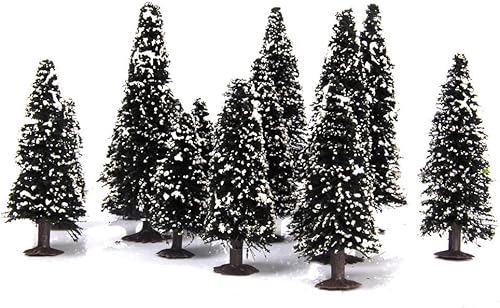 Miniatura 8 de Milageto En caja 15 árboles de cedro W/modelo de nieve tren ferrocarril invierno paisaje escala