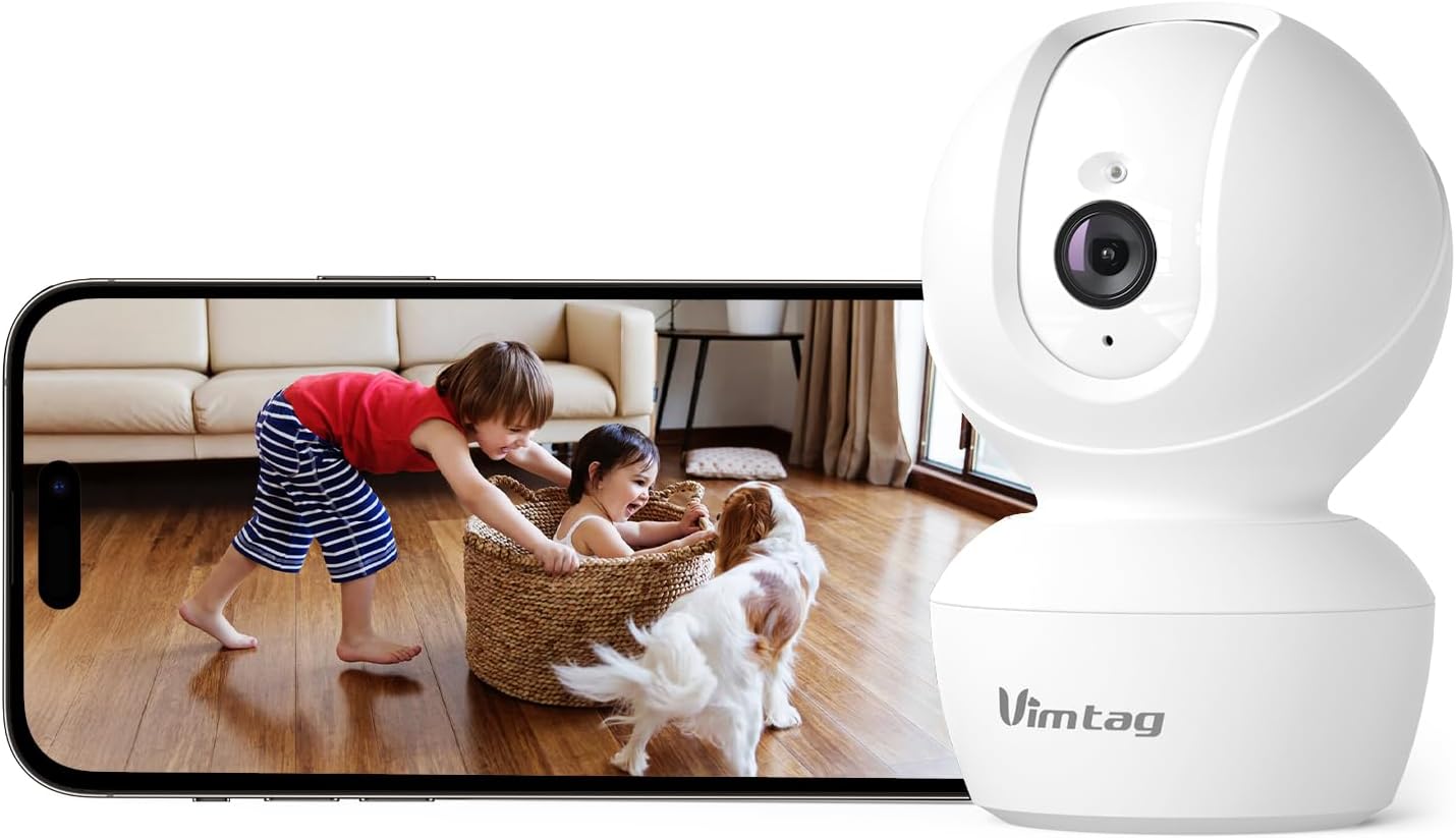 Vimtag 8211 4MP CCTV Camera for Home 2.4Ghz WiFi 360 Degree 2.5K Security Camera for Shop Indoor Baby Pet Night Vision 2-Way Audio Cloud Storage/SD Card Support 2 Years Warranty