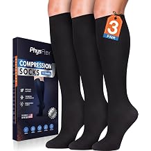 Compression Socks for Women and Men 3-Pairs Best Support for Running, Flying, Pregnancy - Knee High Graduated Compression Stockings 15-20mmHg