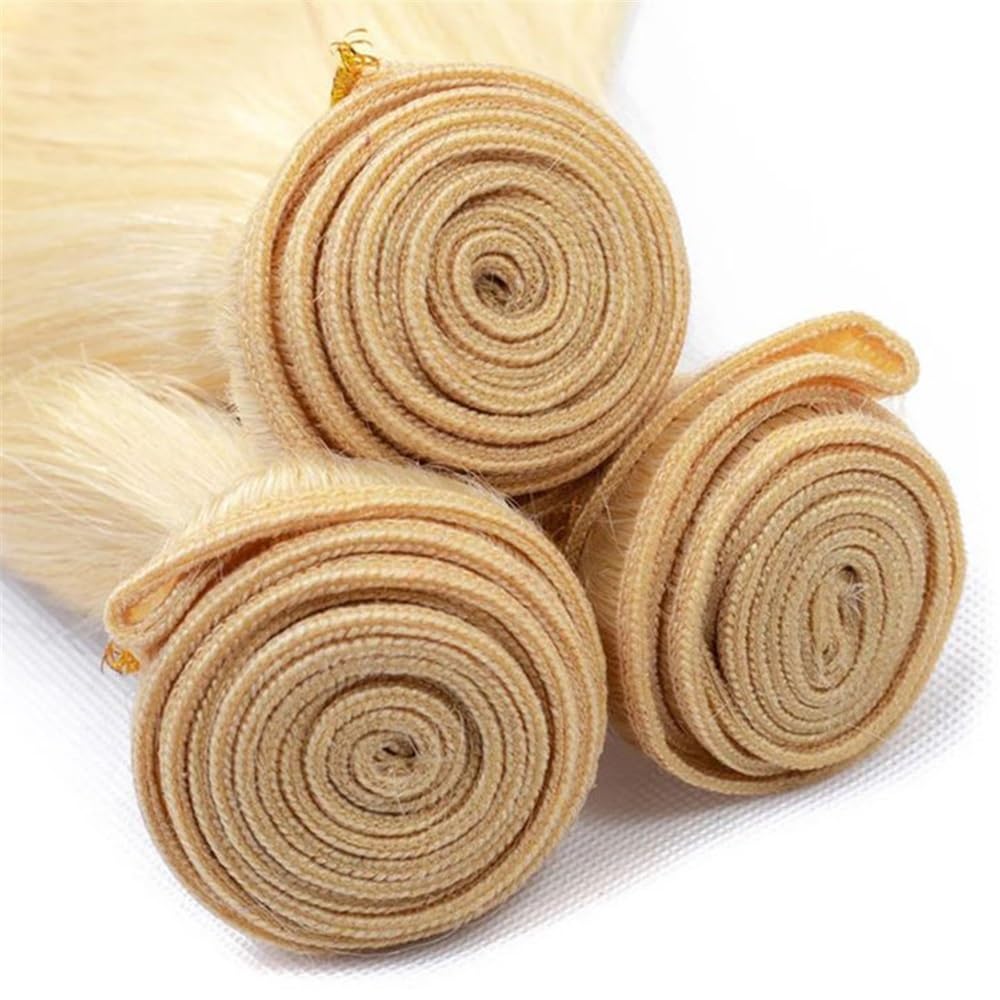 Naturalne brazylijskie pasemka Remy gładkie 613, nieobrobione przedłużanie włosów, podwójne pasemka, jasne blond peruki dla kobiet (24 cale)