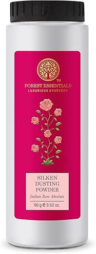Forest Essentials Silken Dusting Powder Indian Rose Absolute 100g (Talcum Powder)