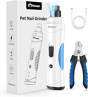 Lima de Uñas Eléctrica con Luz LED, 2 velocidades de Carga rápida eléctrica, Cortaúñas para Perros 40DB Silencioso para Pe...
