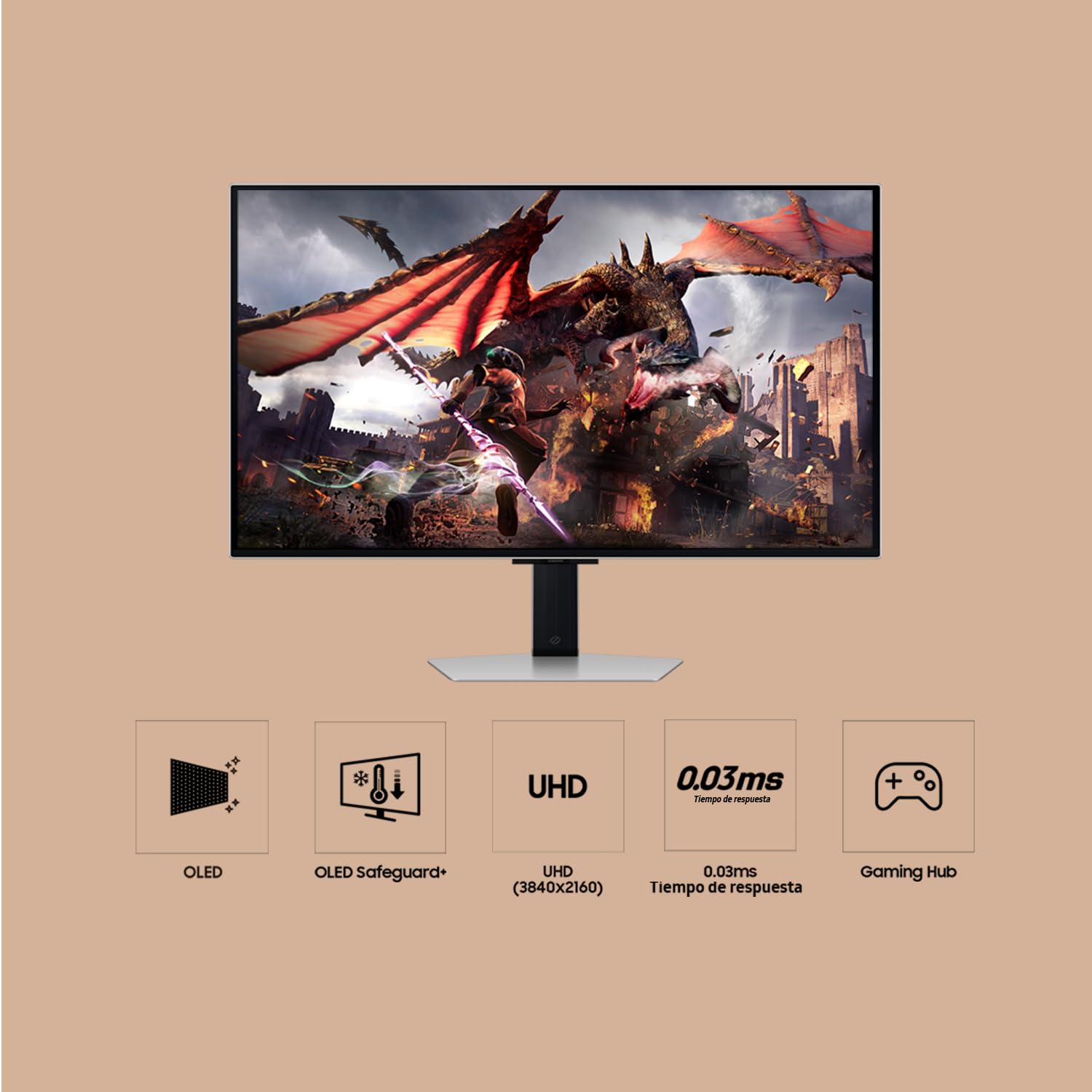 Samsung 2160, 16:9, 240Hz, 0,03ms, FreeSync Premium Pro, Antirreflejos, Modo Eye Saver, Flicker Free, Plateado, Versión 2024