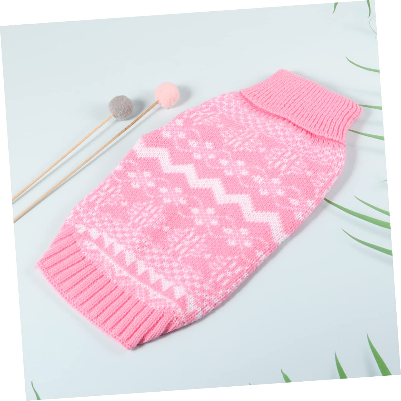 INOOMP 3pièces Pull Tricot pour Chien avec Col Montant Vêtement Chaud Et Confortable pour Noël Costume De Fête pour Animaux De Compagnie Rose XXL