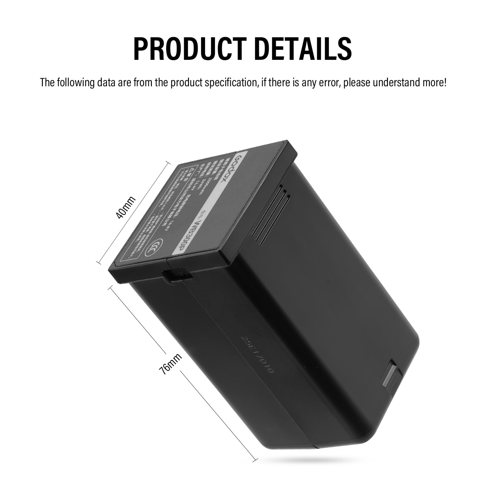 Godox WB300P Batería para Flash AD300PRO Battery WB300P de 14,4 V/2600 mAh para Flash Godox AD300PRO AD300PRO II