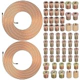 Ailbiuko 3/16' 1/4' Brake Line Tubing Kit,25FT Tube with 60Pcs Fittings