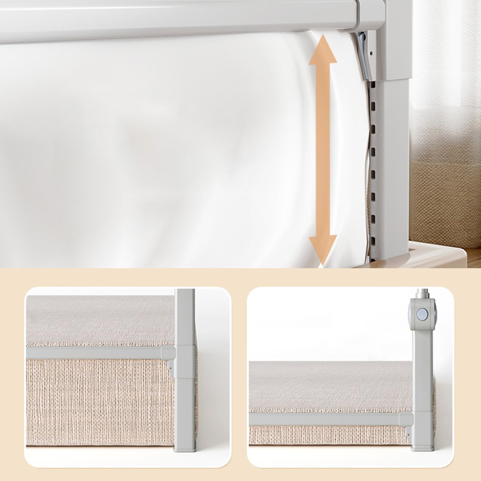 Barandilla de cama para bebé, 2 m, plegable, portátil, protector de barandilla de un solo lado, para el hogar, viajes