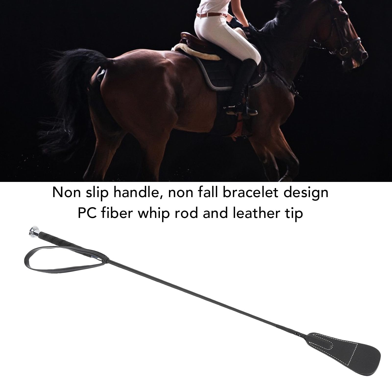 Látigo de Cuero Riding, Caballos Que Montaron Látigo con Palma de Muñeca de Goma, Ejercicio de Carrera Eventing de Pasos a Campo Traviesa Cropa de Salto de Salto de Salto de
