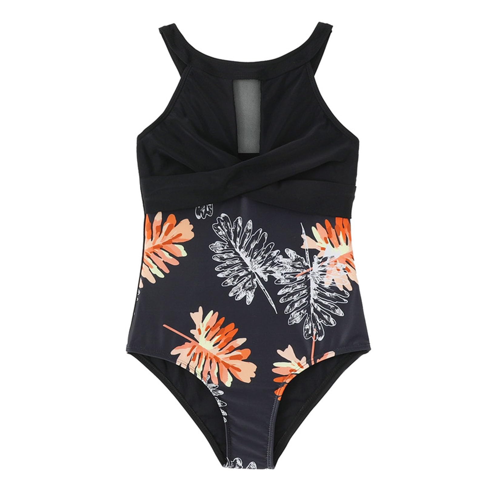 Muchacha triángulo traje de baño con falda verano niño niña dibujos animados sin mangas estampados 1 pieza traje de baño playa bikini