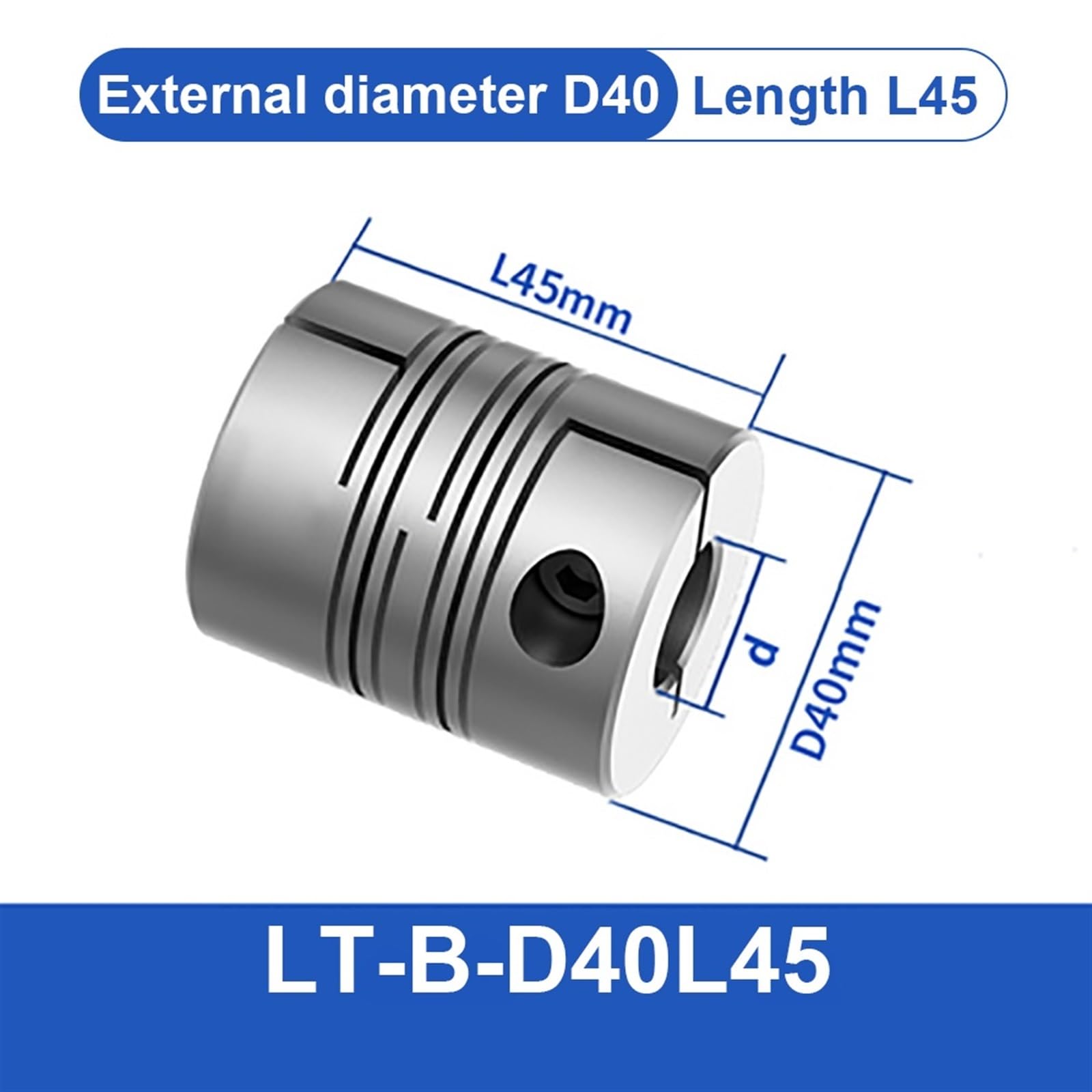 Parallelleitungskupplung LT D40L45 Motor Flexible Wellenkupplung Aluminiumlegierung Anschluss Encoder 3D-Drucker Nut Kardan(LT-D-D40L45 11X11)