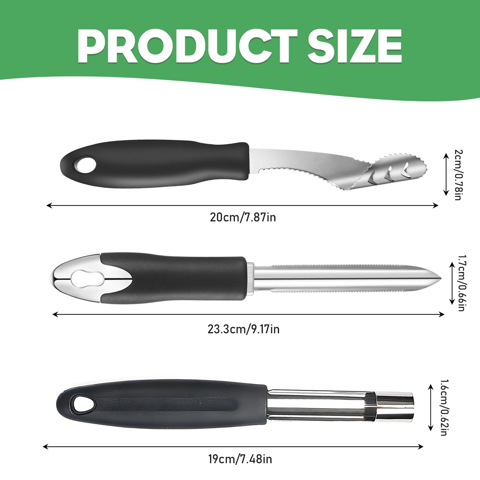 Set 3 Utensili Da Cucina JRYGAC - Snocciolatore Ciliegie, Svuotatore Mele E Pepper Corer In Acciaio Inox - Foto 12