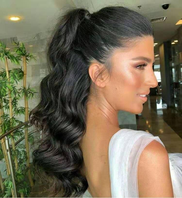 Mane Attraction Hair Extensions And Wigs Ponytails Hairpiece Wavy Claw Clip Ponytail Hair Extensions 22 inch. (180g, Black