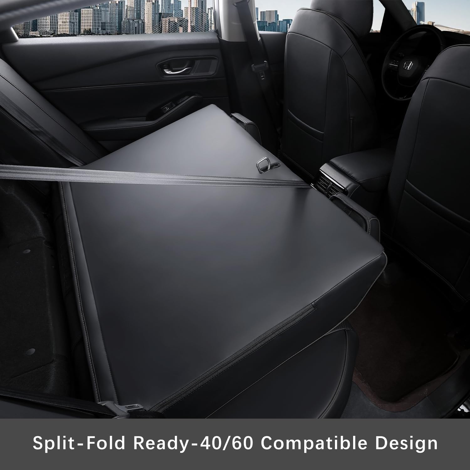 Custom Fit Seat Covers for Honda Accord 2023-2026, Fits 23-24 EX, 25-26 SE, 23-26 Sport Hybrid/EX-L Hybrid/Sport-L Hybrid/Touring Hybrid, PU Leather, Waterproof, Airbag Safe (Pure Black)