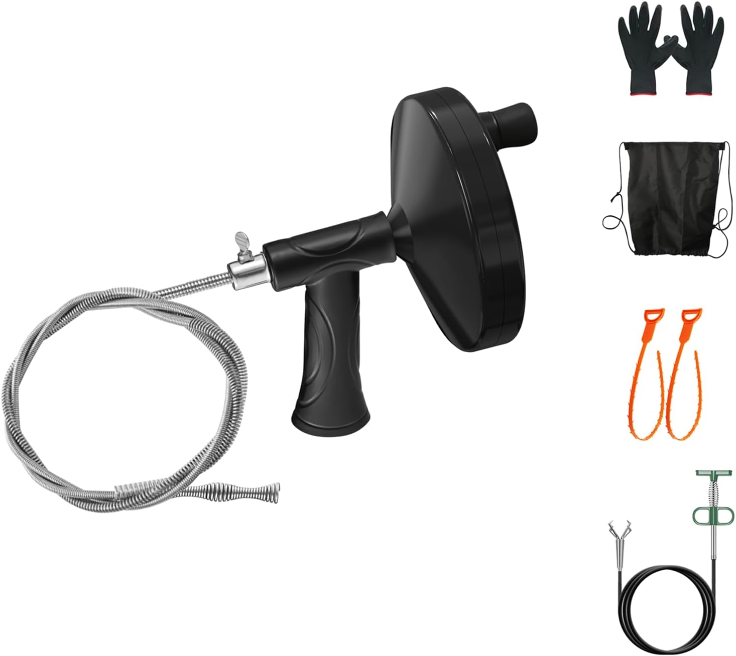 Drain Auger, 25ft Snake Plumbing Drain Snake, Heavy Duty Flexible Sink