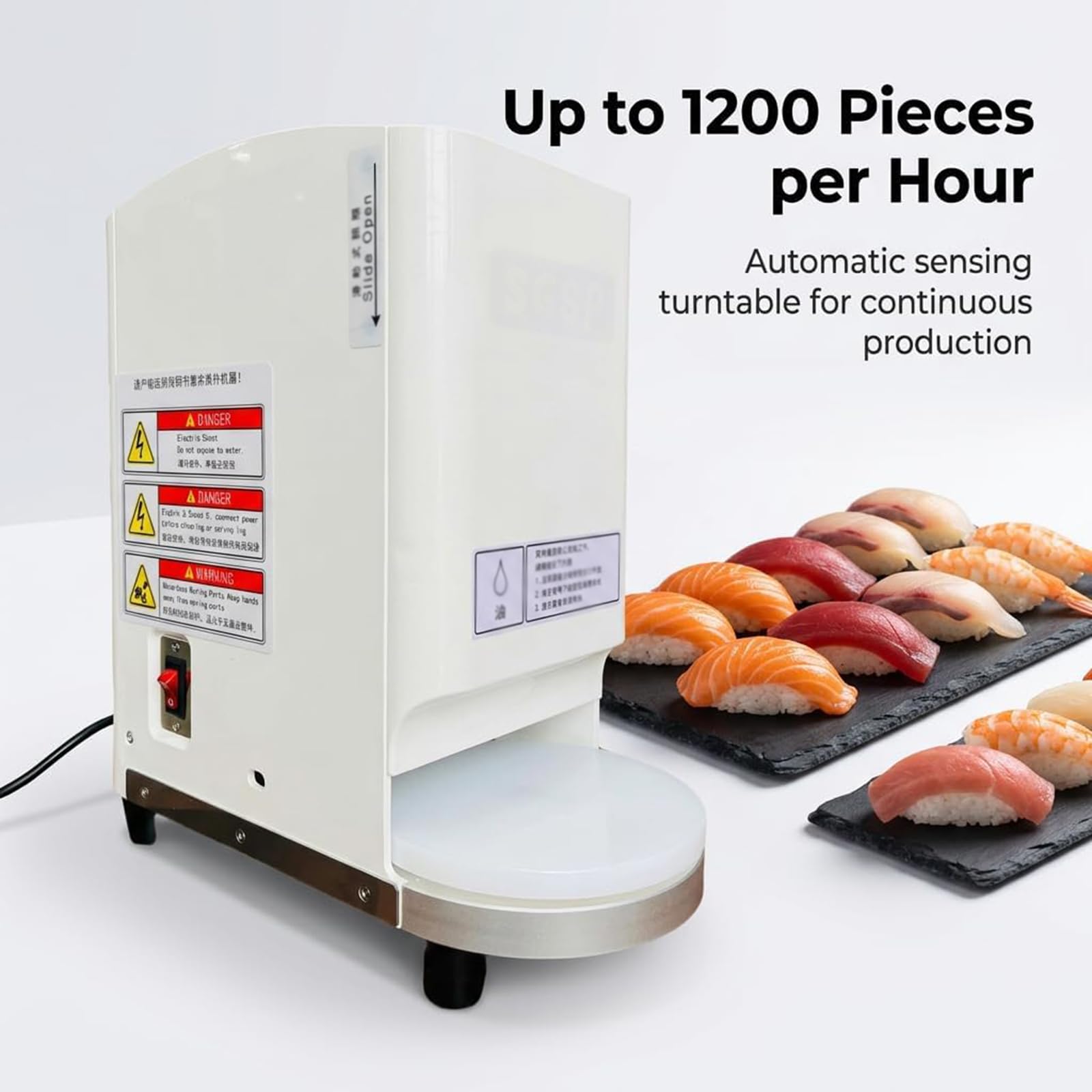 Macchina Per Nigiri Sushi Giapponese, Macchina Automatica Per Palline Di Riso Con Stampi Da 20 G, Produzione Ad Alta Efficienza Da 1200 Pezzi/ora, Densità Del Riso Regolabile, Per Ristoranti Di Sushi