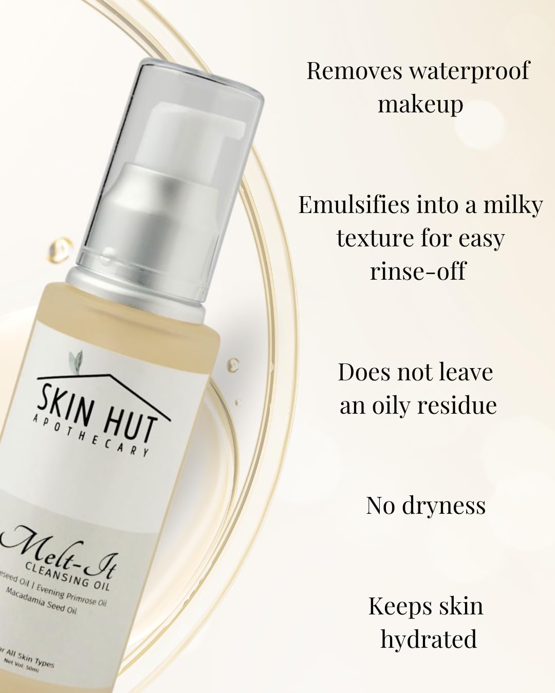 Oil cleanser for face women men girls, melt-it! makeup remover & hydrating cleanser for all skin 50ml | enriched with macadamia, evening primrose, & grapefruit oils | removes dirt, oil & impurities
