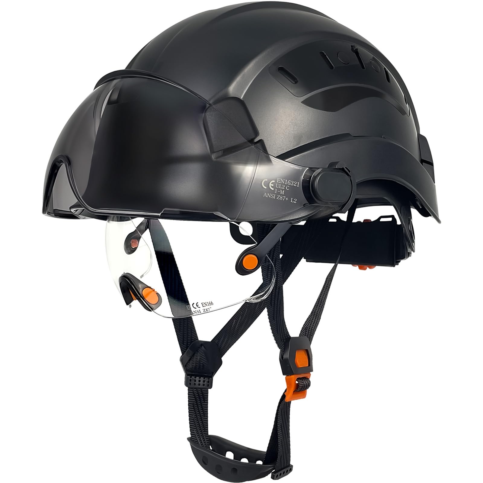 RDSGSO ANSI-Certified Industrial Safety Helmet Hard Hats with Retractable Clear and Tinted Visors Adjustable Ventilation 6-Point Suspension for
