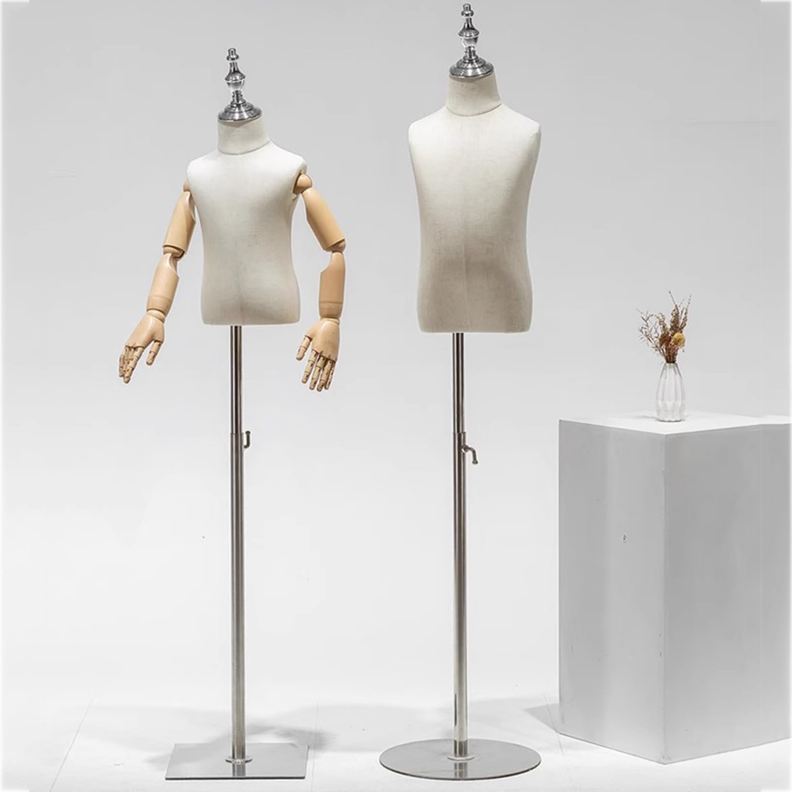Maniquí Infantil De Sastre, Modelo De Maniquí De Sastre, Altura Ajustable, Brazo De Madera Maciza, Accesorios De Modelo, Tienda De Ropa Infantil, Fotografía De Moda, Base Cuadrada Plateada, B, 4 Años