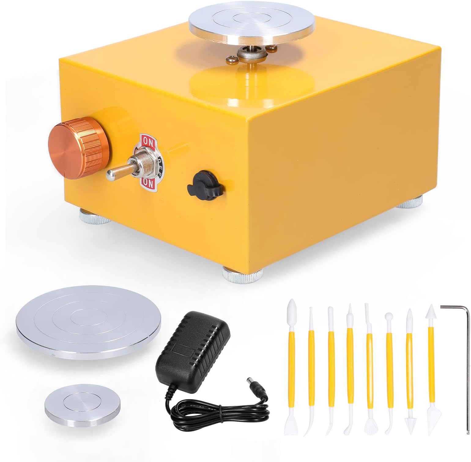 Morelian Kids DIY Clay Tool with Tray for Ceramic Work Mini Pottery Wheel Ceramic Turntable Portable Electric Pottery Machine